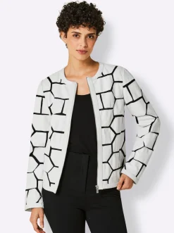 Lederblazer in Patch-Optik mit Mesh-Einsätzen