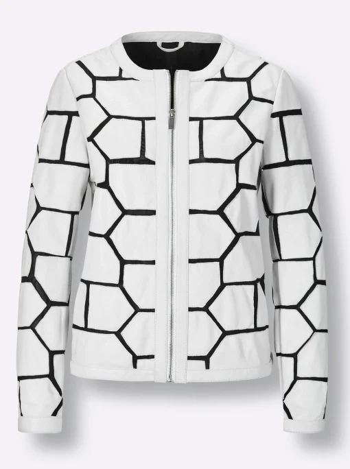 Lederblazer in Patch-Optik mit Mesh-Einsätzen