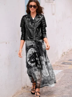 Lederjacke mit Flecht-Einsatz