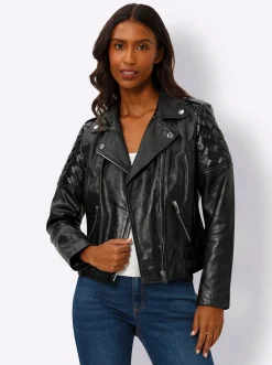 Lederjacke mit Flecht-Einsatz