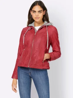 Lederjacke mit herausnehmbarem Sweat-Einsatz