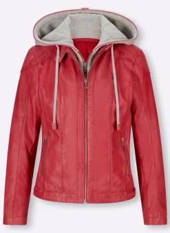 Lederjacke mit herausnehmbarem Sweat-Einsatz