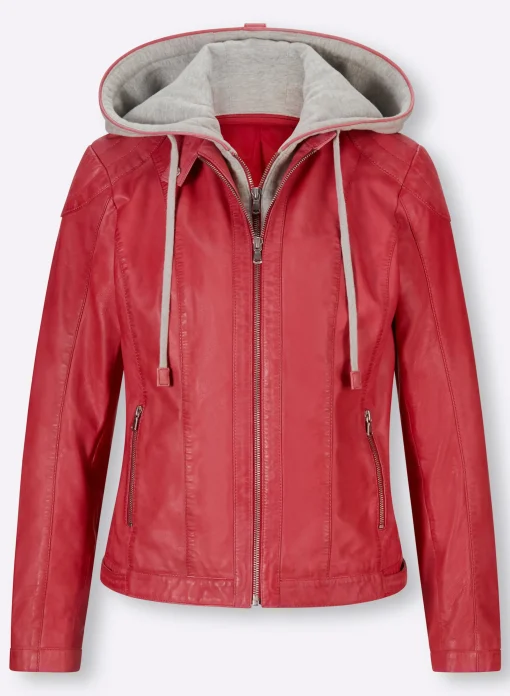 Lederjacke mit herausnehmbarem Sweat-Einsatz