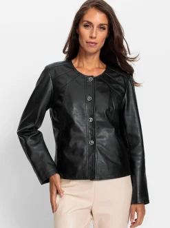Lederjacke mit Schmuckknöpfen