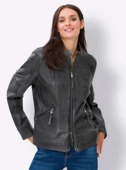 Lederjacke mit 2-Wege-Reißverschluss