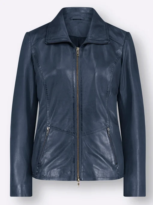 Lederjacke mit Ziernieten, aus Lammnappa