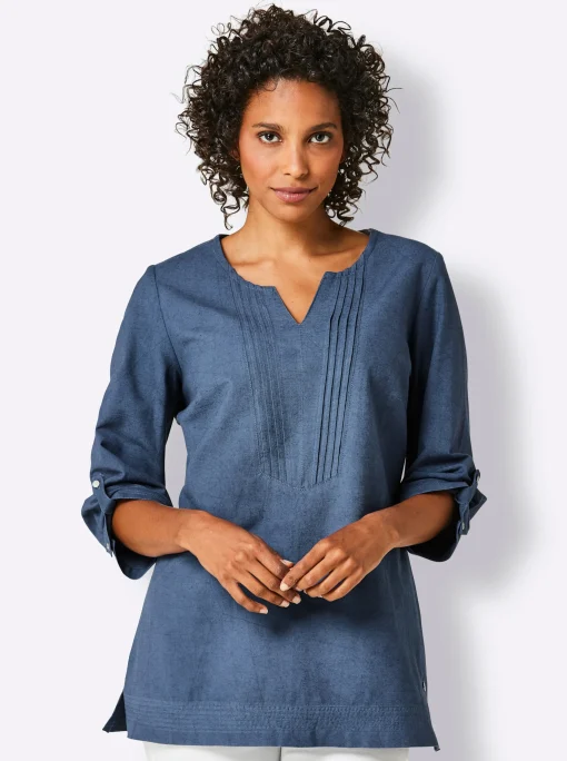 Leinenbluse im Tunika-Stil