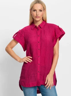 Leinenbluse mit Seitenschlitzen
