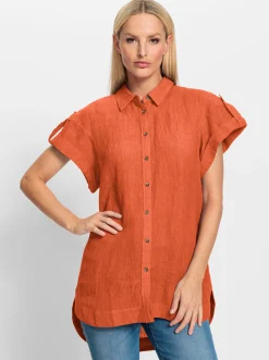 Leinenbluse mit Seitenschlitzen