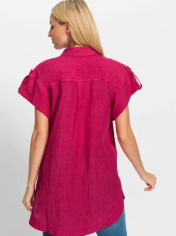 Leinenbluse mit Seitenschlitzen