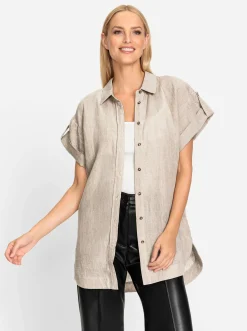 Leinenbluse mit Seitenschlitzen
