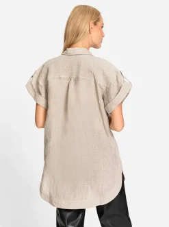 Leinenbluse mit Seitenschlitzen