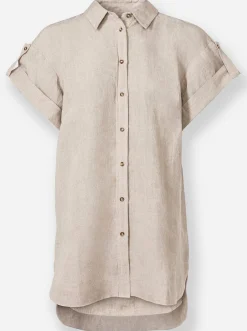 Leinenbluse mit Seitenschlitzen