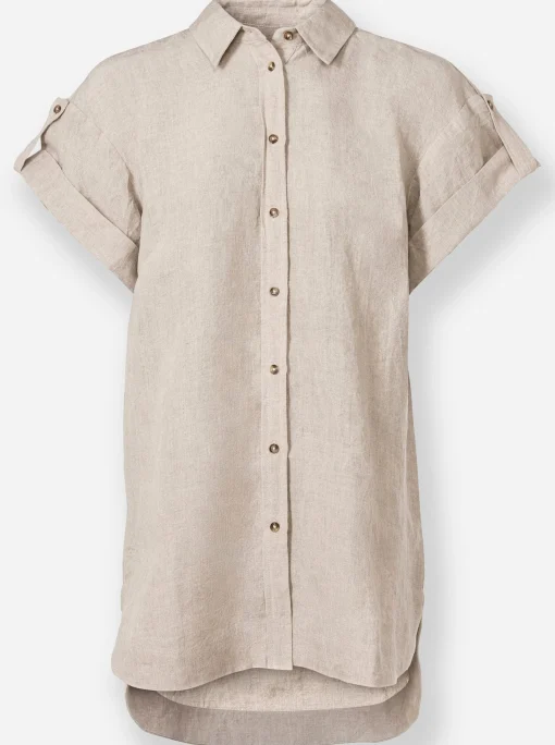 Leinenbluse mit Seitenschlitzen