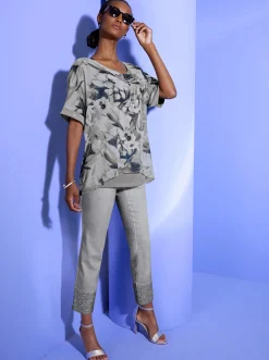 Longbluse im Mix aus Viskose und Seide