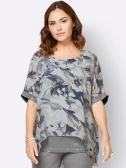 Longbluse im Mix aus Viskose und Seide