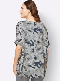 Longbluse im Mix aus Viskose und Seide