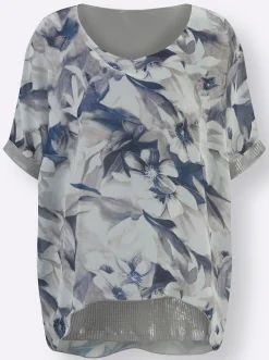Longbluse im Mix aus Viskose und Seide