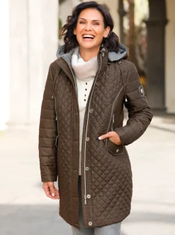 Longjacke mit abnehmbarer Kapuze