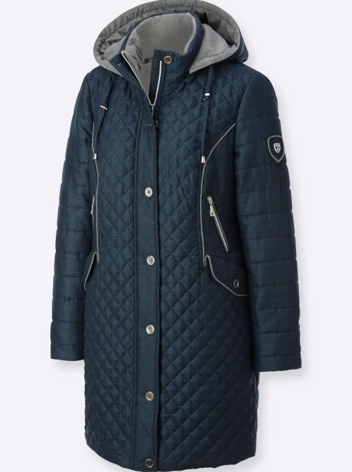 Longjacke mit abnehmbarer Kapuze