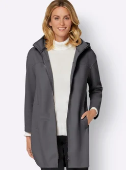 Longjacke mit Kapuze und Seitenschlitzen