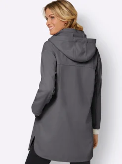 Longjacke mit Kapuze und Seitenschlitzen