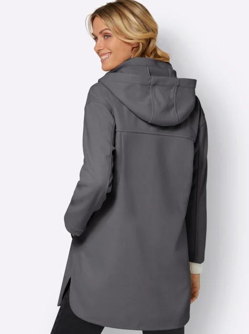 Longjacke mit Kapuze und Seitenschlitzen