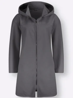 Longjacke mit Kapuze und Seitenschlitzen