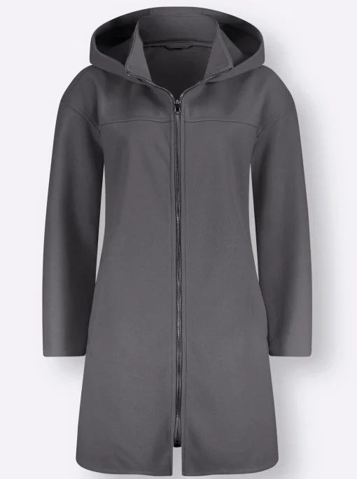 Longjacke mit Kapuze und Seitenschlitzen