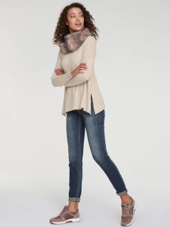 Longpullover mit großzügigem Rundhals-Ausschnitt