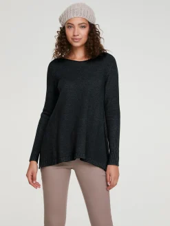 Longpullover mit großzügigem Rundhals-Ausschnitt