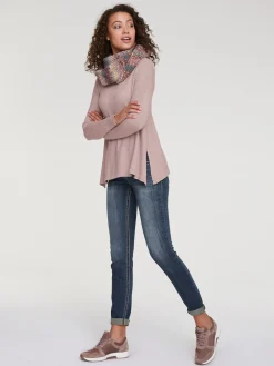Longpullover mit großzügigem Rundhals-Ausschnitt
