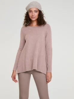 Longpullover mit großzügigem Rundhals-Ausschnitt