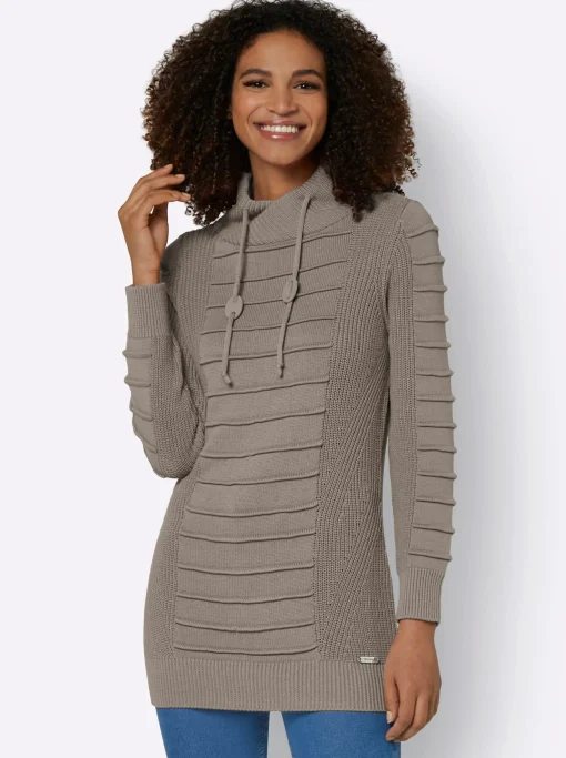 Longpullover mit Struktur-Partien