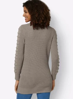 Longpullover mit Struktur-Partien