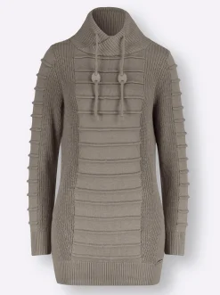 Longpullover mit Struktur-Partien