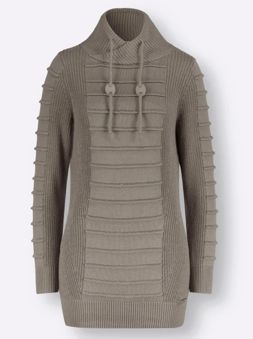 Longpullover mit Struktur-Partien