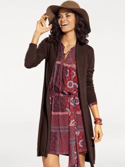 Longstrickjacke in geschmeidigem Feinstrick