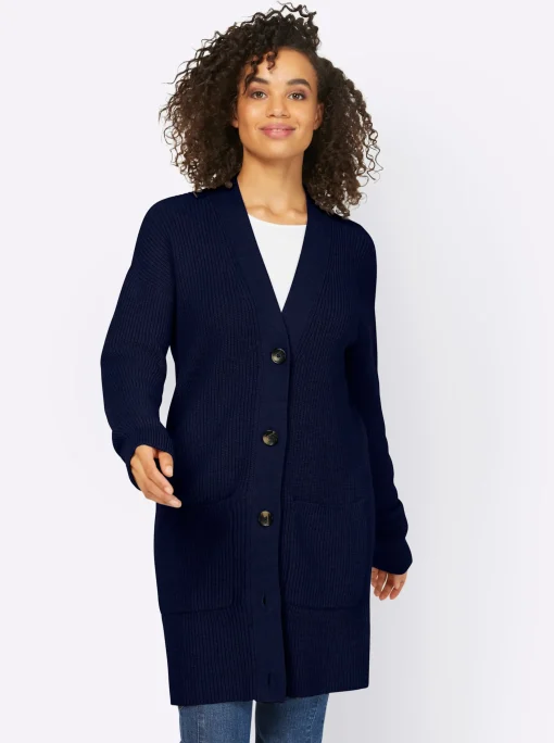 Longstrickjacke mit 2 Taschen
