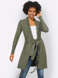 Longstrickjacke mit Bindegürtel