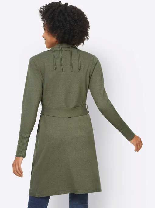Longstrickjacke mit Bindegürtel