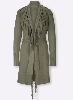 Longstrickjacke mit Bindegürtel