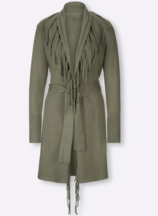Longstrickjacke mit Bindegürtel