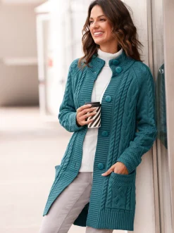 Longstrickjacke mit Einstrickmuster