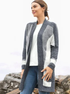 Longstrickjacke mit grafischem Strick-Muster