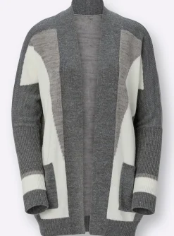 Longstrickjacke mit grafischem Strick-Muster