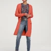 Longstrickjacke mit Kapuze