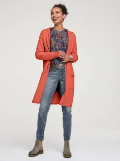 Longstrickjacke mit Kapuze