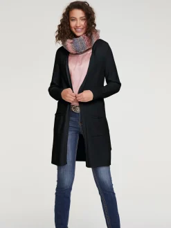 Longstrickjacke mit Kapuze