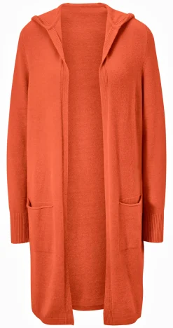 Longstrickjacke mit Kapuze